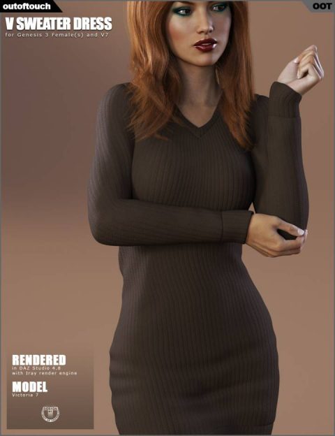 V Sweater Dress for Genesis 3 Female(s)