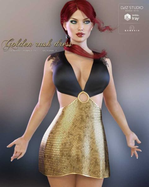 Golden Rush Dress for Genesis 3 Female(s)
