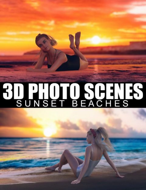 3D Photo Scenes – Sunset Beaches