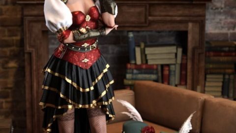 KuJ dForce Steampunk Skirt Outfit for Genesis 8 and 8.1 Females