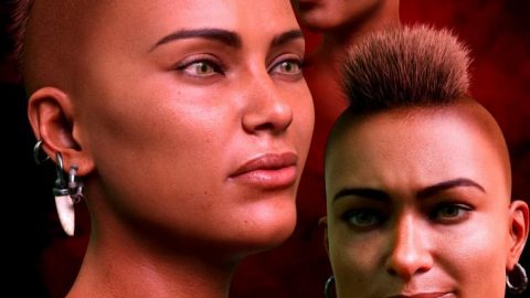 M3DVTO Crest Hair and Earrings for Genesis 8 and 8.1 Females