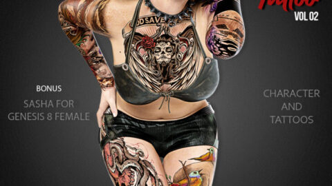 Artwork Tattoo Collection Vol 02 and Sasha for Genesis 8 Female