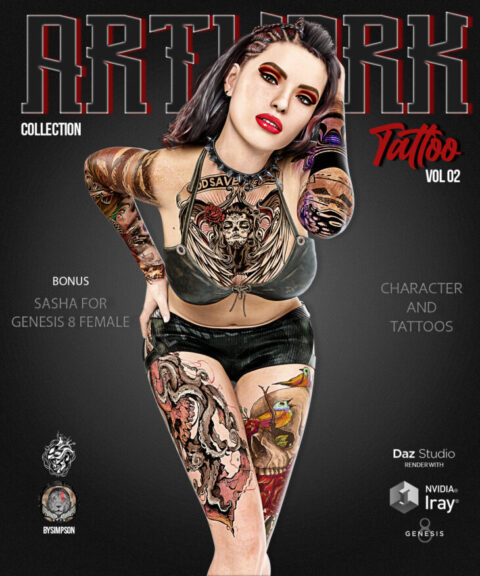 Artwork Tattoo Collection Vol 02 and Sasha for Genesis 8 Female