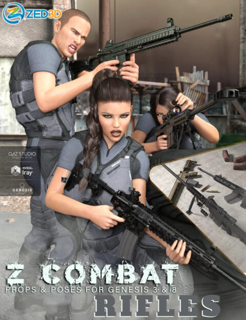 Z Combat Rifles and Poses for Genesis 3 and 8
