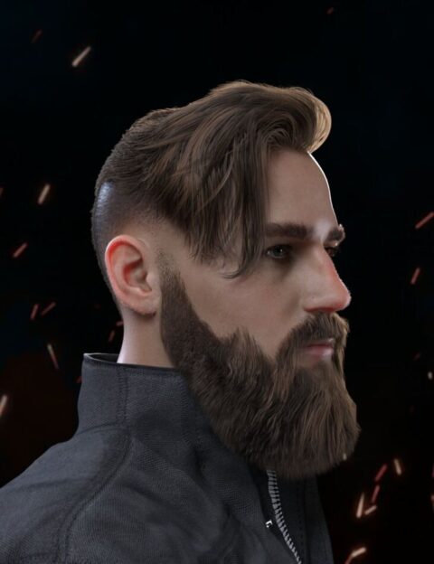 Torien Pompadour Hair and Full Beard for Genesis 8 and 8.1 Males