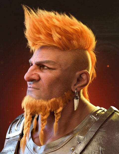 HS Wildfire Mohawk and Beard For Genesis 9, 8, and 8.1 Males