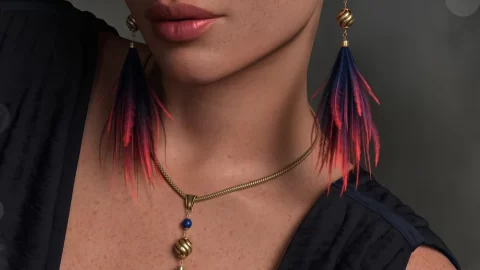 FK Feathery Bits Jewelry Set for Genesis 9, 8 and 8.1 Females